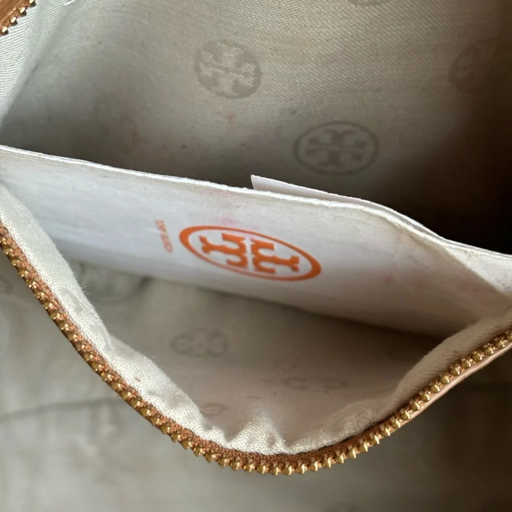 Tory Burch Tan Leather Hobo with Logo Medallion